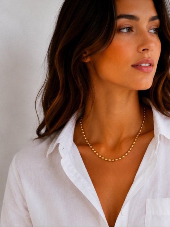 Jewelry - New! 18K Gold Plated Beaded Chain Necklace NWOT 5068